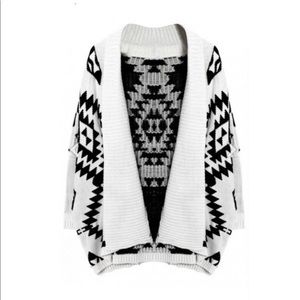 Aztec print black and white cardigan